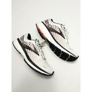 Brooks Ghost 13 Women's Running Shoe Sz 10 B White/Orange/Black 1203381B192